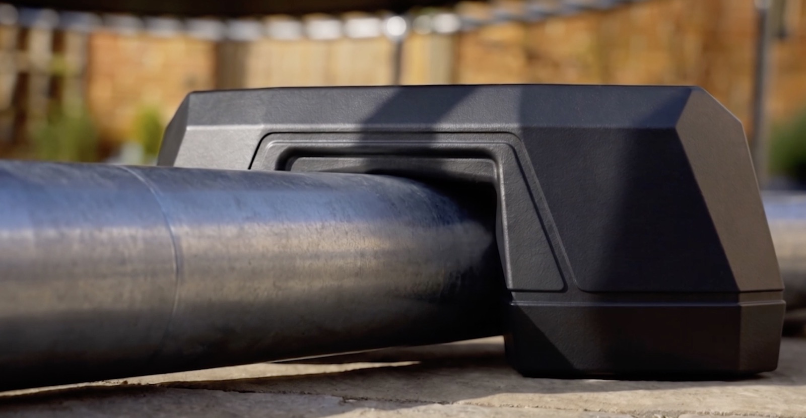 Close-up of a Trampoline Weight capturing the trampoline ground tube